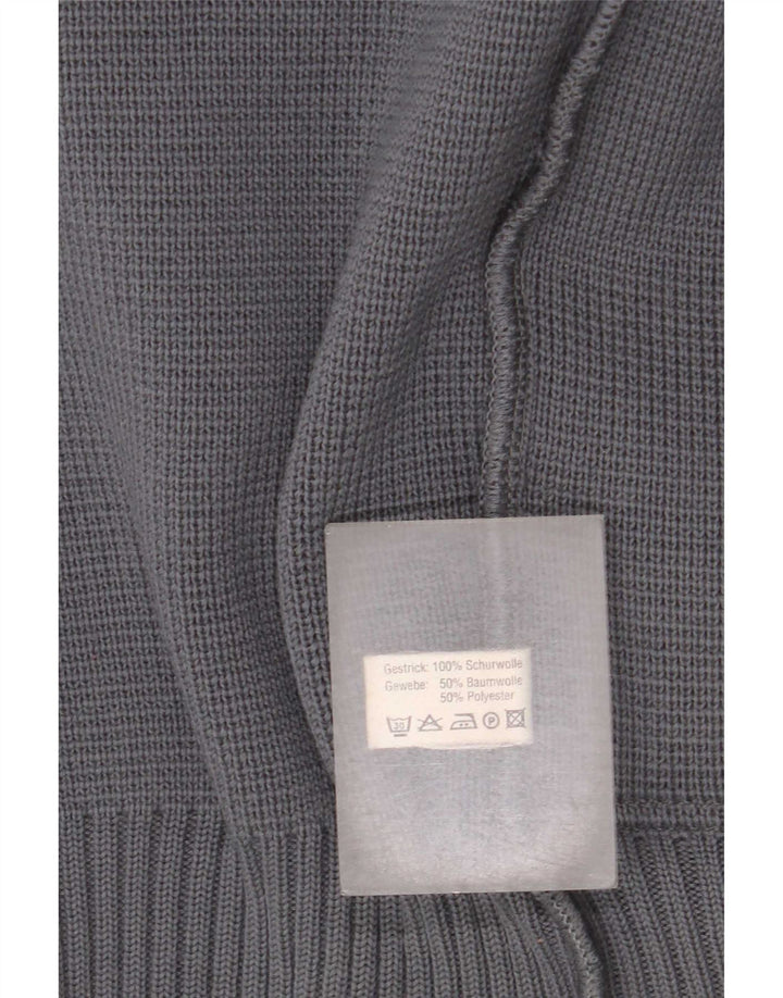 Vintage hombres Cardigan suéter EU 40 lana gris medio