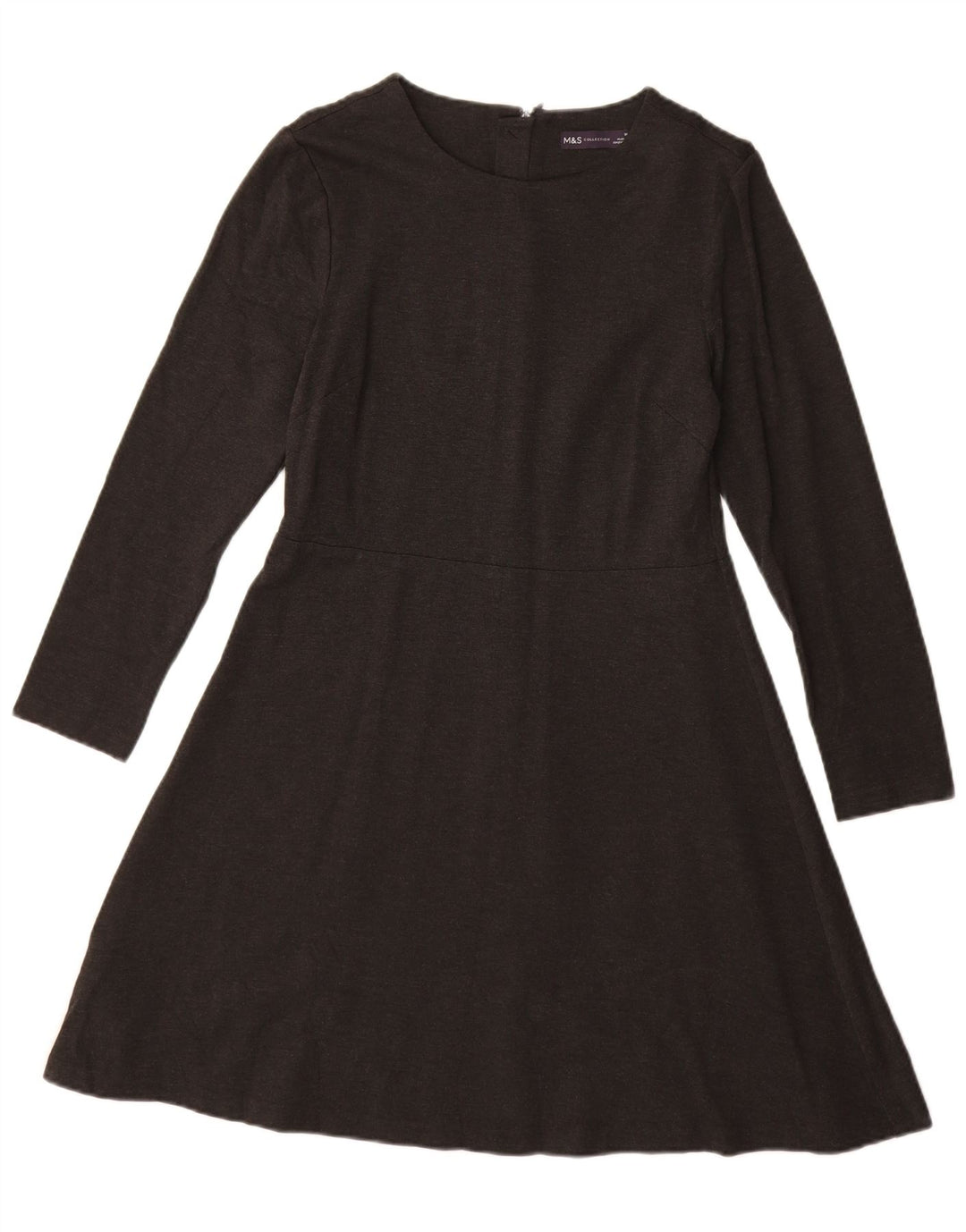 MARKS & SPENCER Vestido acampanado de manga larga para mujer UK 40 Small Negro