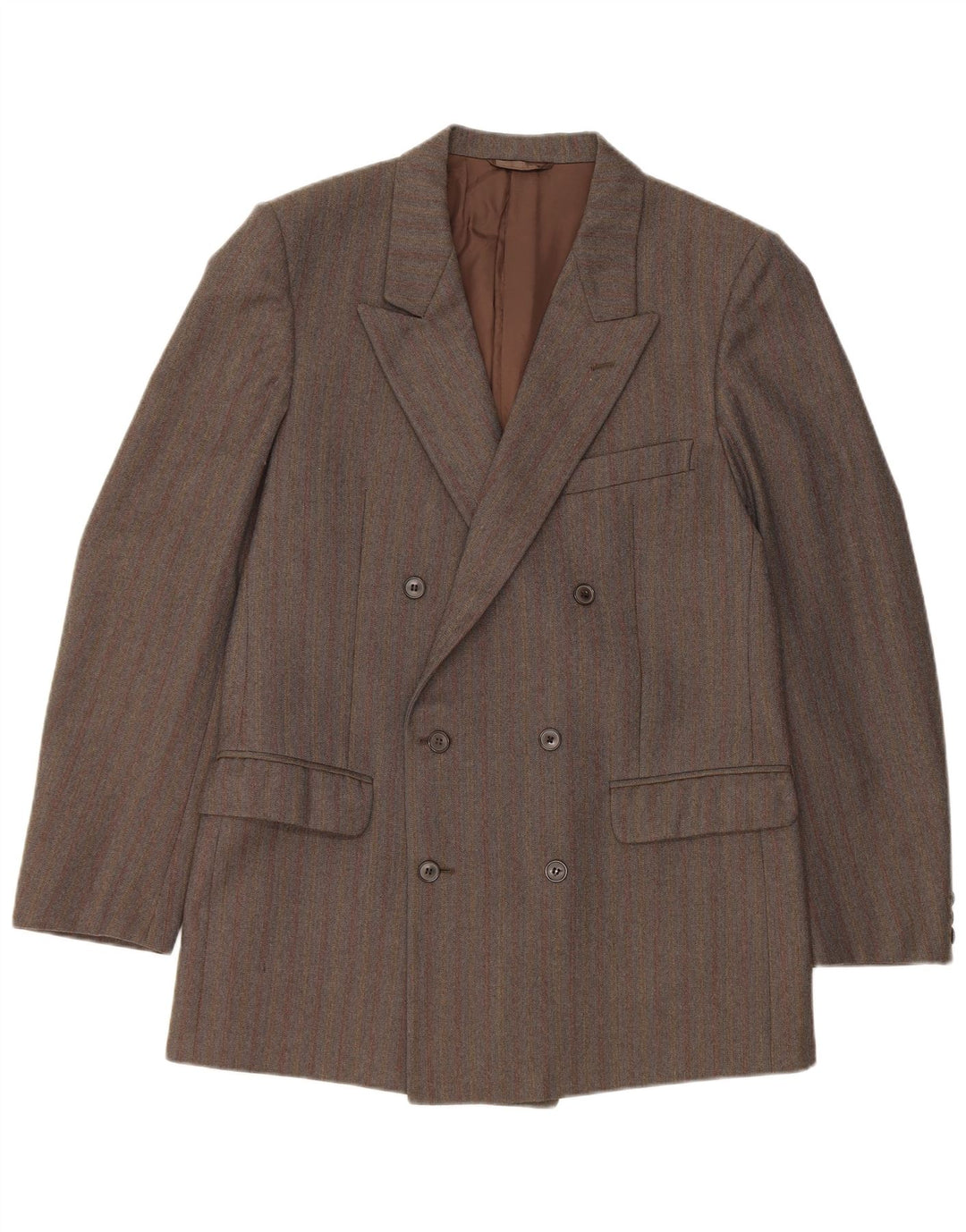 Vintage hombres chaqueta blazer de doble pecho IT 50 rayas grises grandes