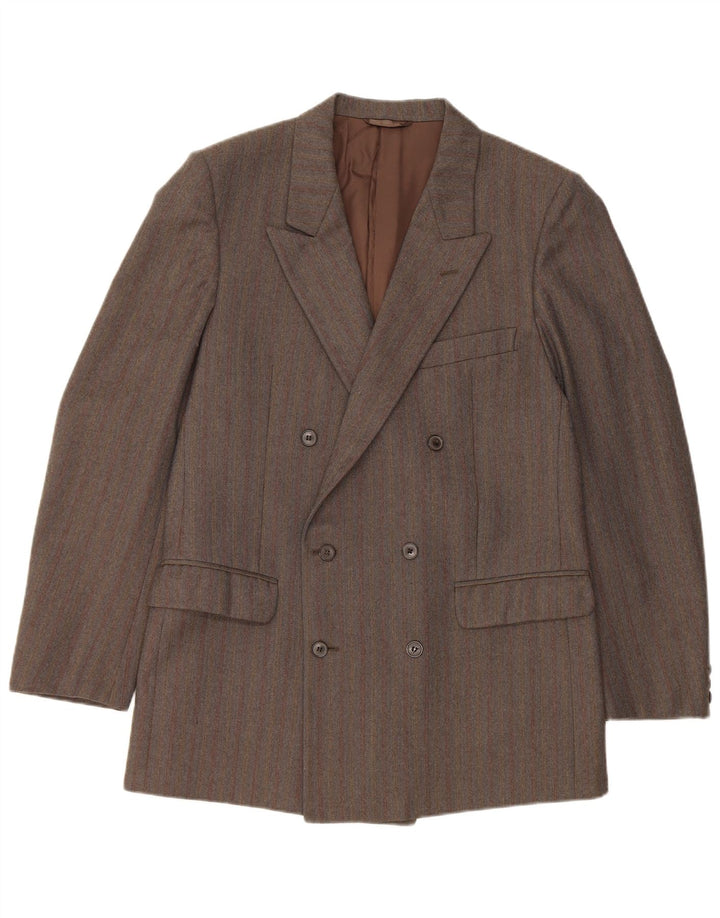 Vintage hombres chaqueta blazer de doble pecho IT 50 rayas grises grandes