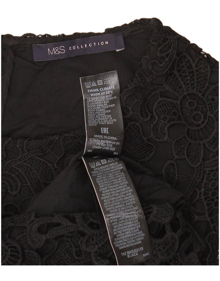 Marks & Spencer Vestido tubo de encaje para mujer UK 8 Pequeño Poliéster floral negro