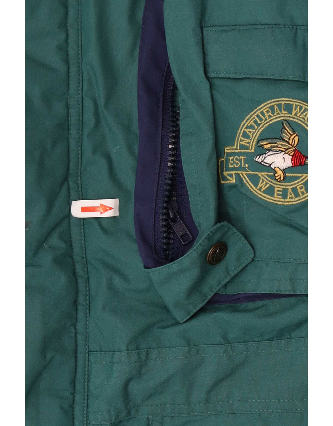 Vintage hombres con capucha Parka chaqueta Reino Unido 40 poliéster verde grande