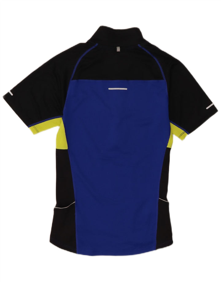 Camiseta Nike Dri Fit con cuello y cremallera para hombre, talla pequeña, color azul, poliéster