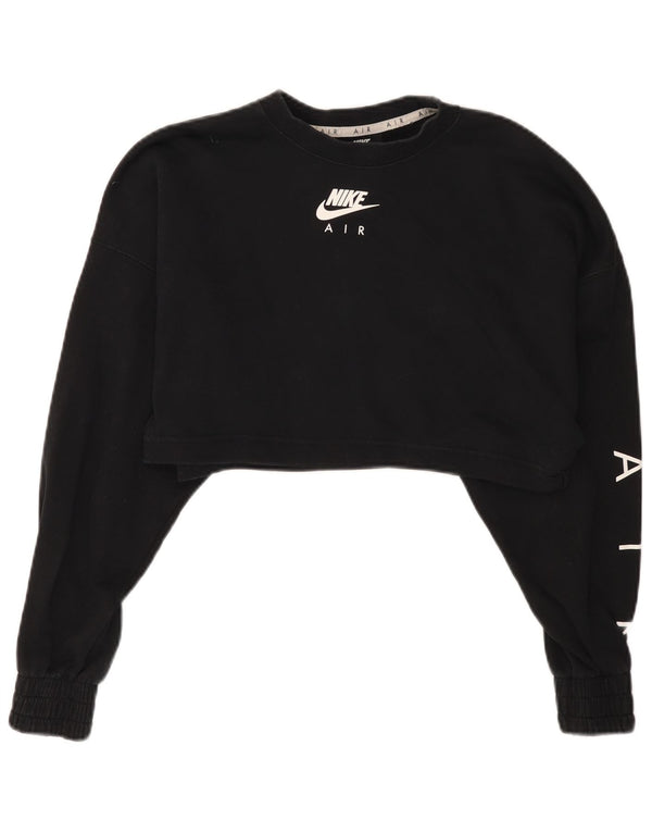Nike Mujer Oversize Crop Graphic Sudadera Jumper UK 10 Small Negro