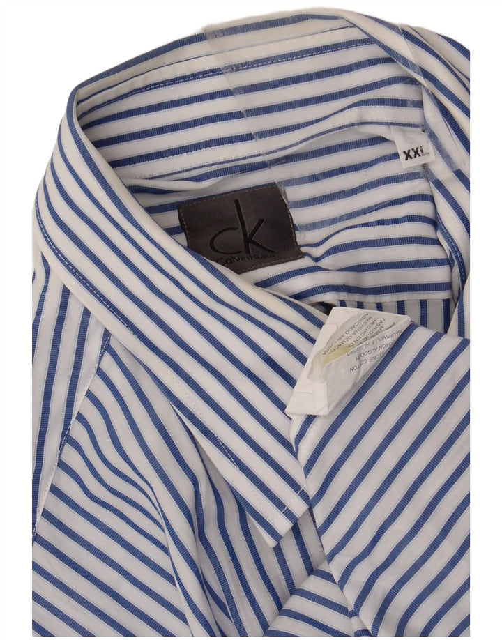 CALVIN KLEIN Mens Shirt 2XL White Pinstripe Cotton