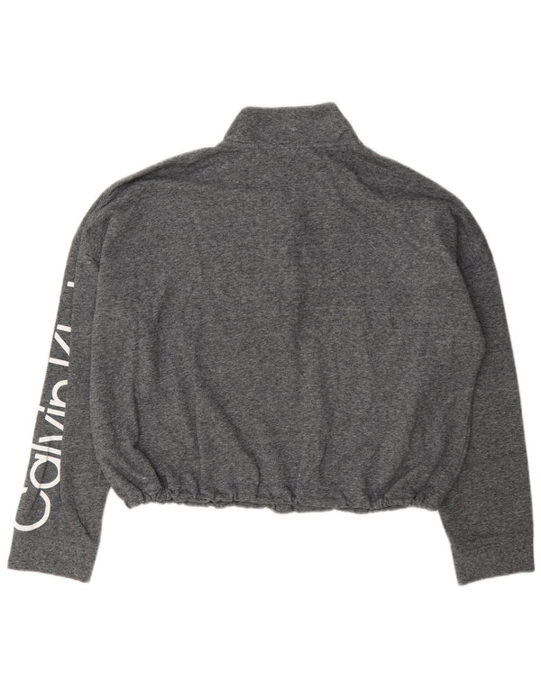 Calvin Klein Mujer Crop Graphic Sudadera Jumper UK 20 2XL Gris Moteado