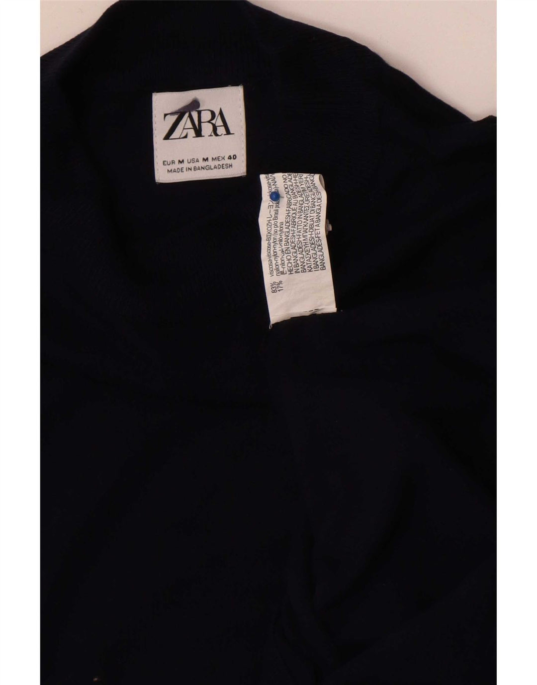 Zara Hombre Jersey Cuello Redondo Viscosa Azul Marino Medio