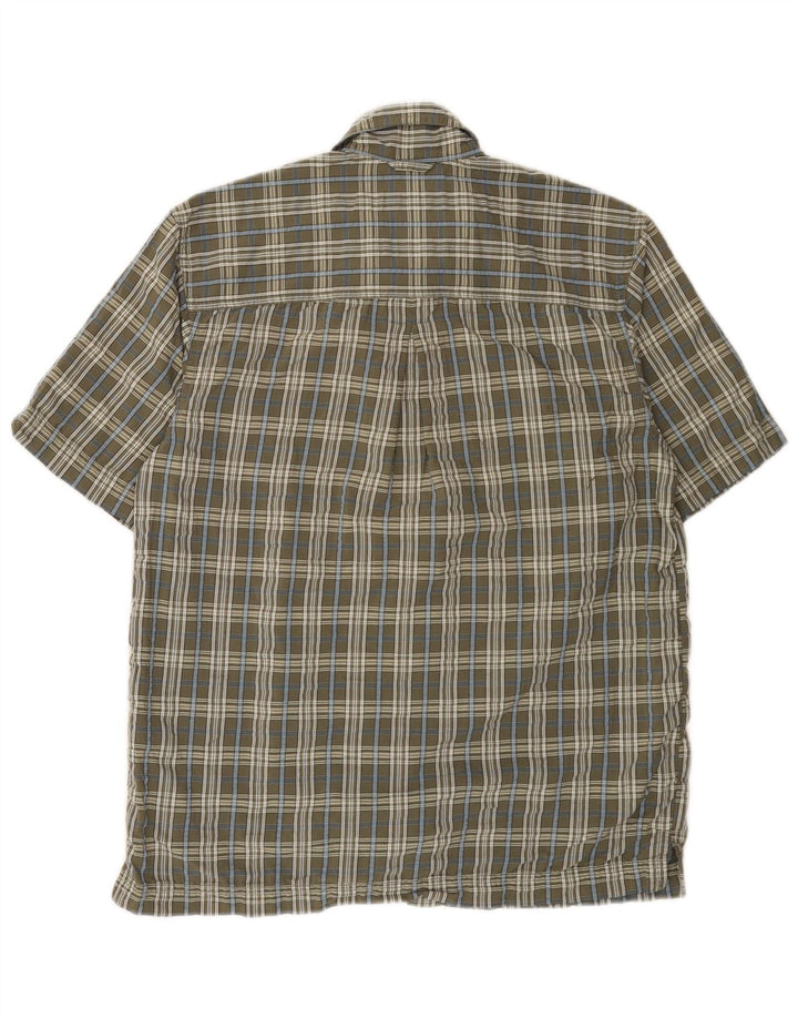 EDDIE BAUER Camisa de manga corta para hombre de algodón a cuadros gris pequeño