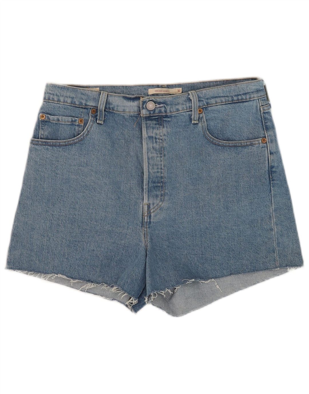 Levi's Mujer Ribcage Denim Shorts W32 Grande Algodón Azul