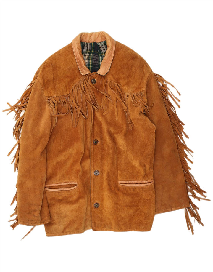 Vintage hombres ante chaqueta Reino Unido 40 marrón grande