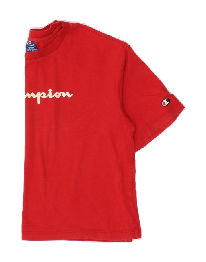 CHAMPION Womens Crop Graphic T-Shirt Top UK 14 Medium Red Vintage Champion and Second-Hand Champion from Messina Hembry 