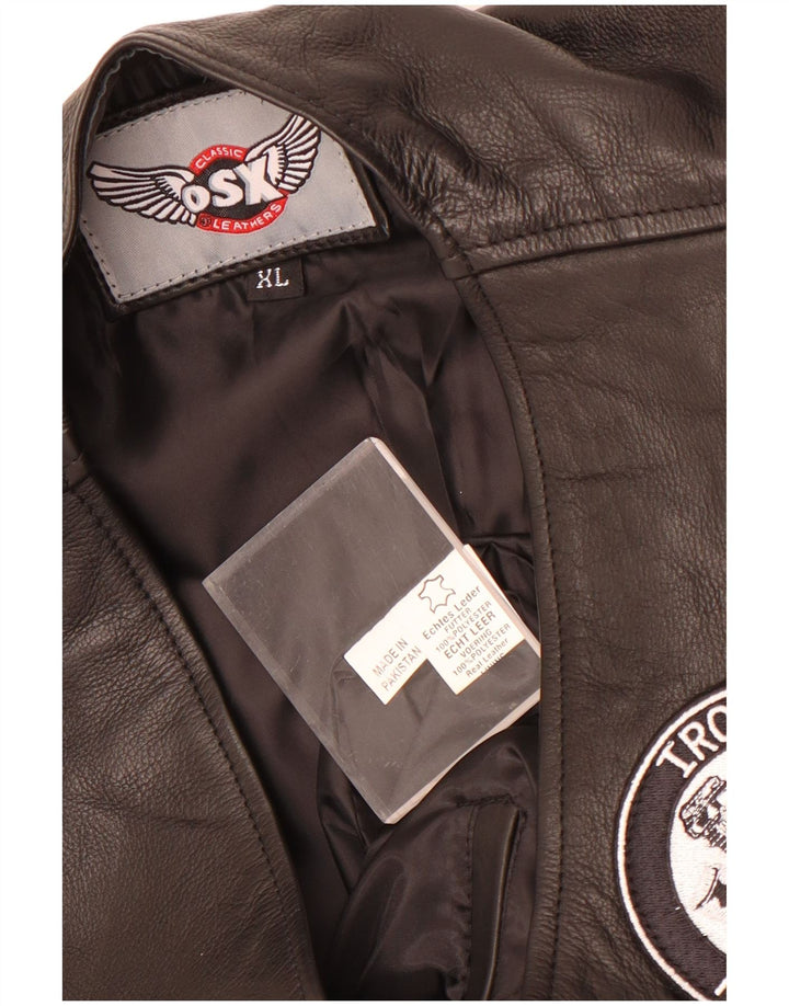 Chaleco de cuero vintage para hombre XL cuero negro