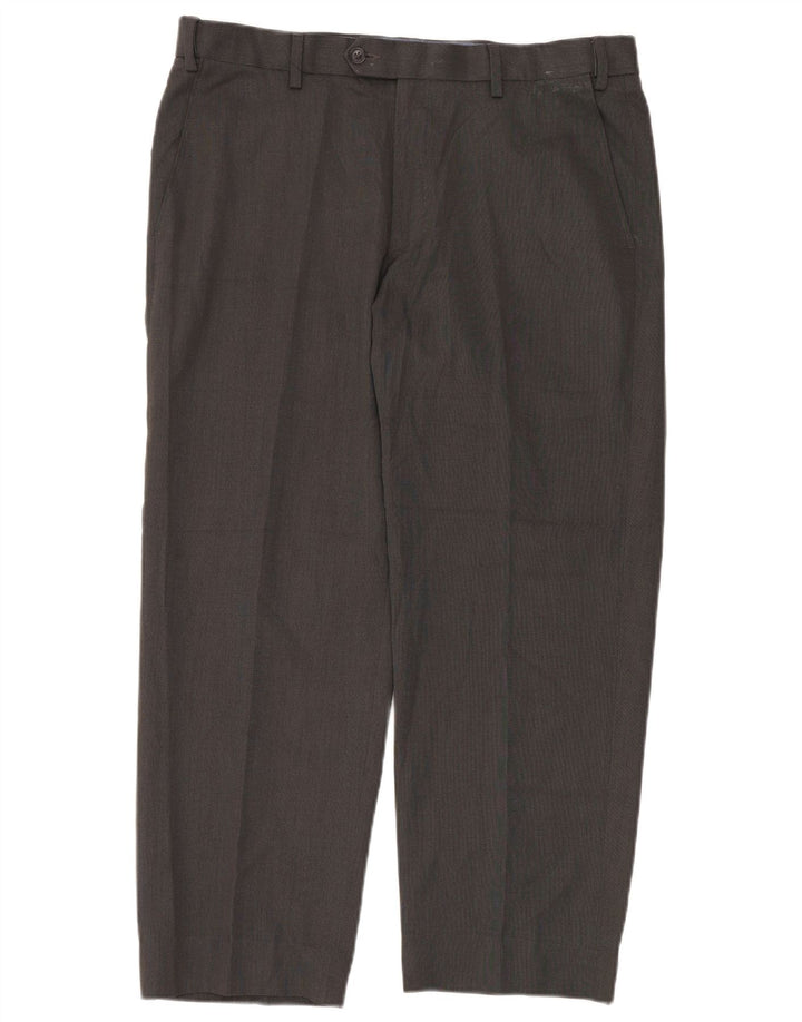 Marks & Spencer Pantalón de traje de corte regular para hombre W36 L26 Poliéster gris