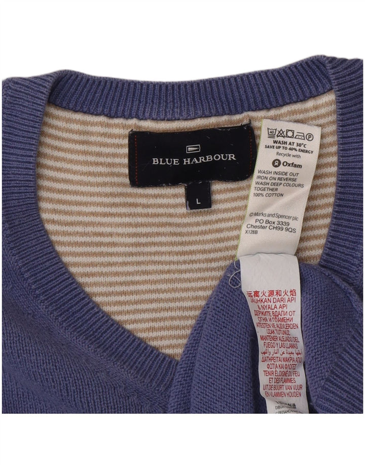 Marks & Spencer Jersey con cuello en V para hombre, color azul, talla grande, algodón azul