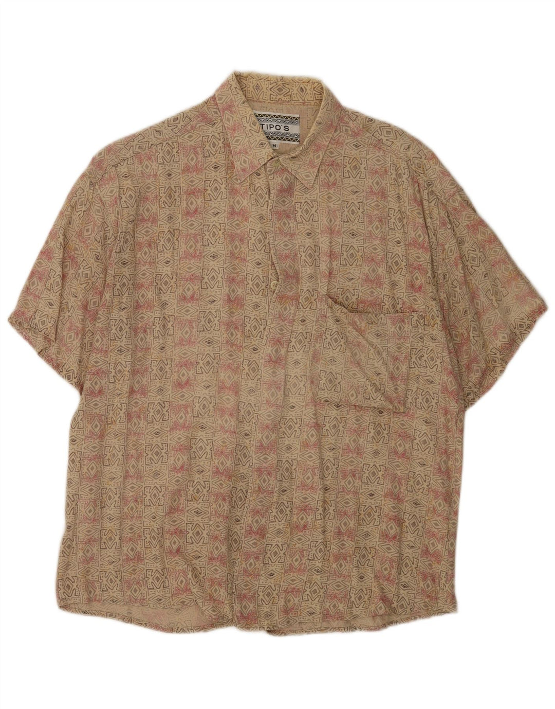Tipo' S Camisa de manga corta para hombre Rayón geométrico beige medio