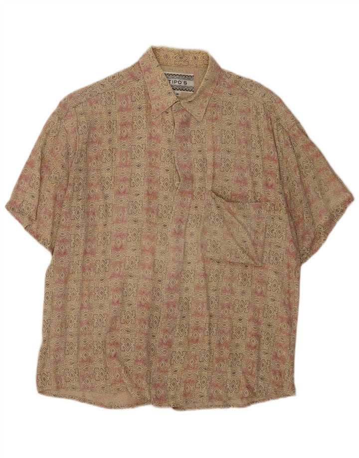 Tipo' S Camisa de manga corta para hombre Rayón geométrico beige medio