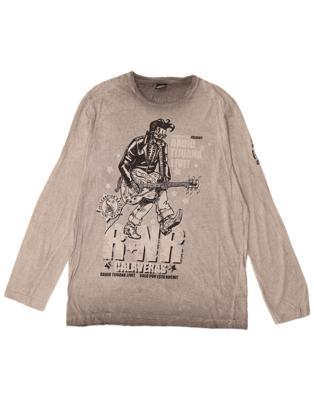 Scorpion Bay Top gráfico para hombre manga larga XL algodón gris