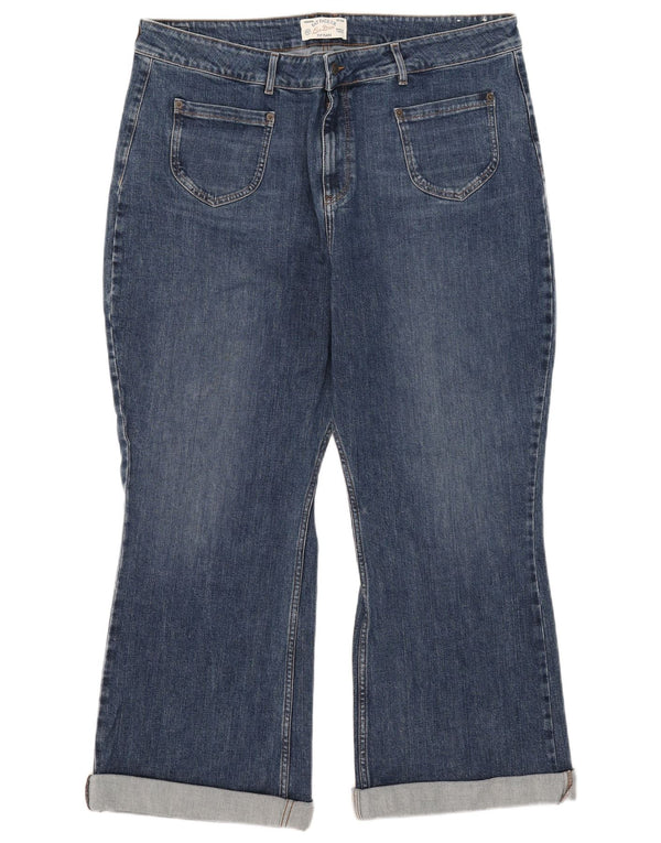 Vaqueros acampanados cortos de cintura alta con mosca para mujer de Fat Face UK 20 2XL W40 L26 Azul