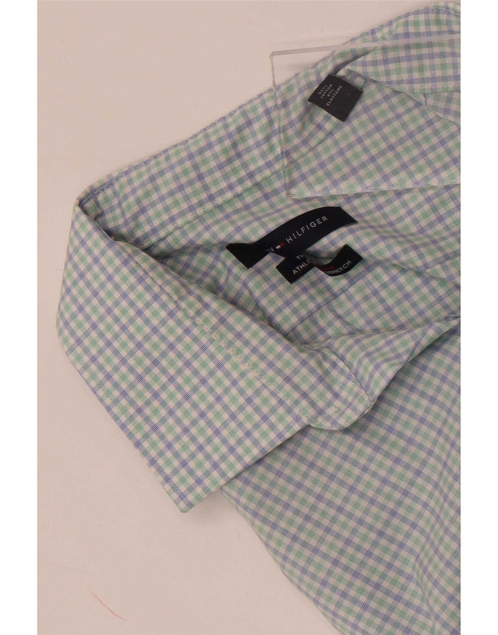 Tommy Hilfiger Camisa para hombre Talla 15 1/2 Algodón a cuadros azul mediano