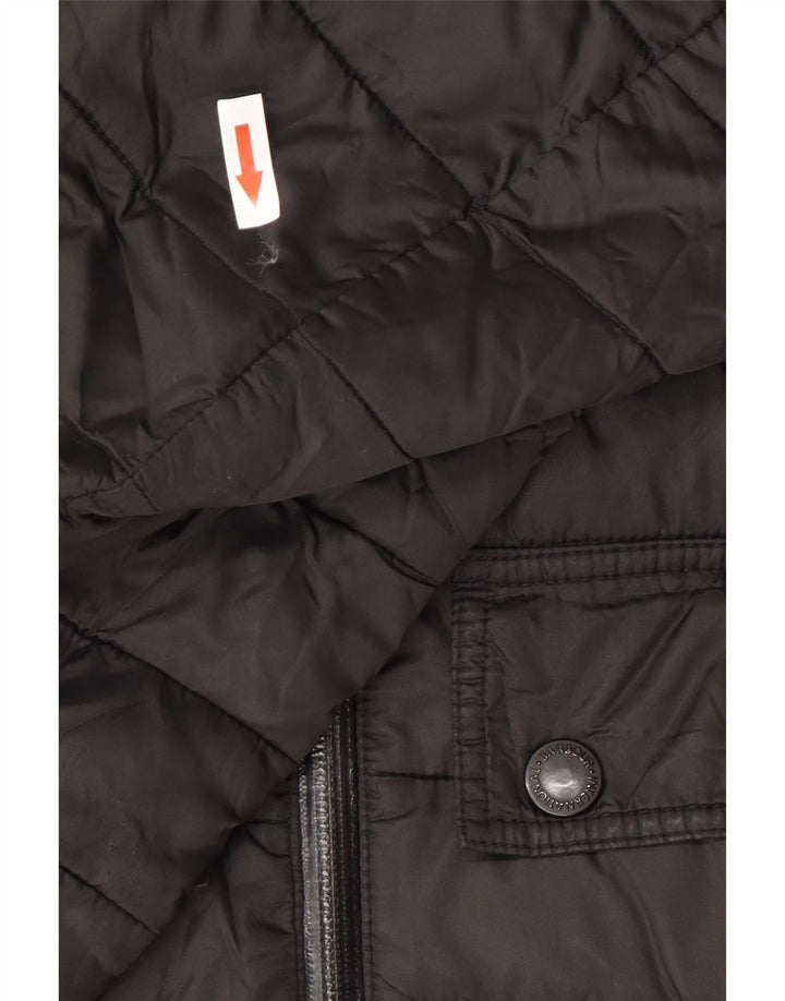 Barbour Chaqueta acolchada con capucha para hombre UK 40 Large Poliéster negro