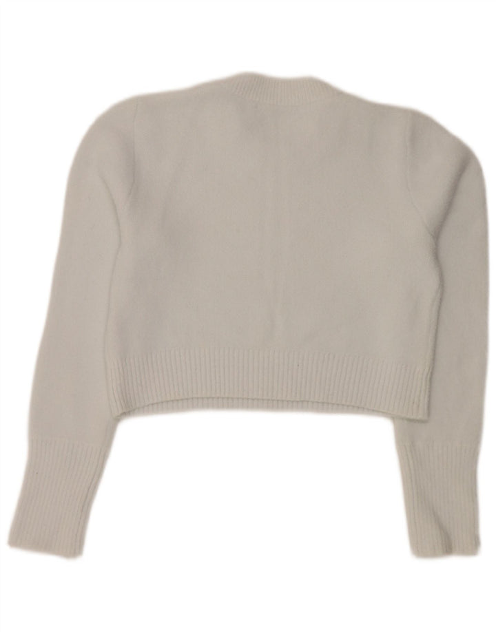 Zara - Jersey corto con cuello redondo para mujer, talla 40, nailon blanco mediano