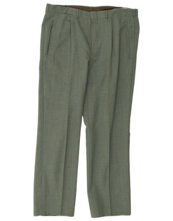 Pantalones casuales rectos vintage para hombre W34 L27 Green Check