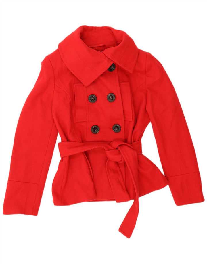 Zara Mujer Chaquetón Corto UK 46 Grande Lana Roja