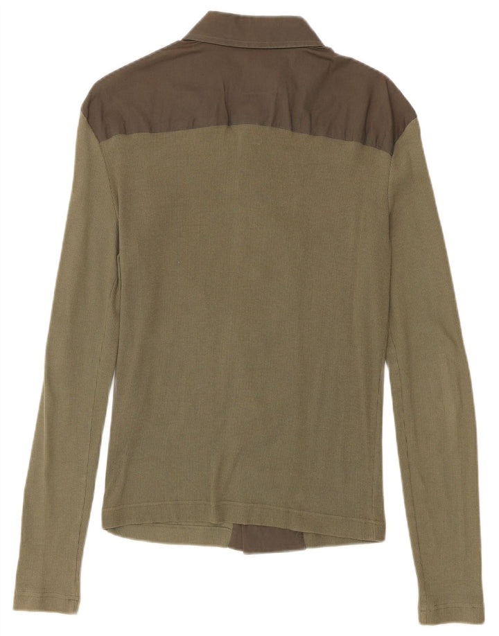 Bikkembergs Camisa gráfica de algodón con bloques de color caqui medio