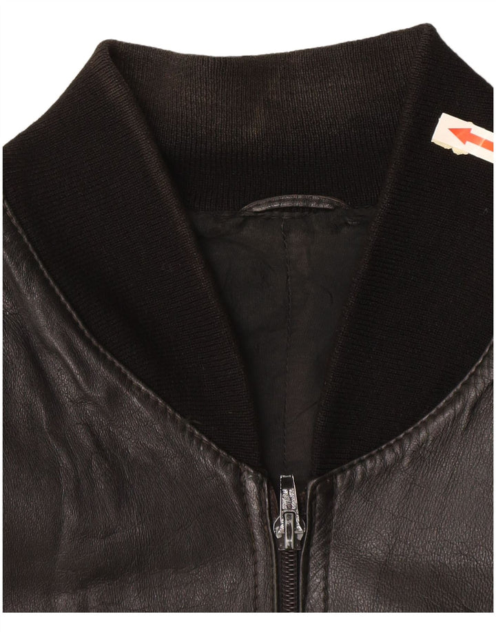 Vintage hombres chaqueta de cuero Reino Unido 40 grande negro