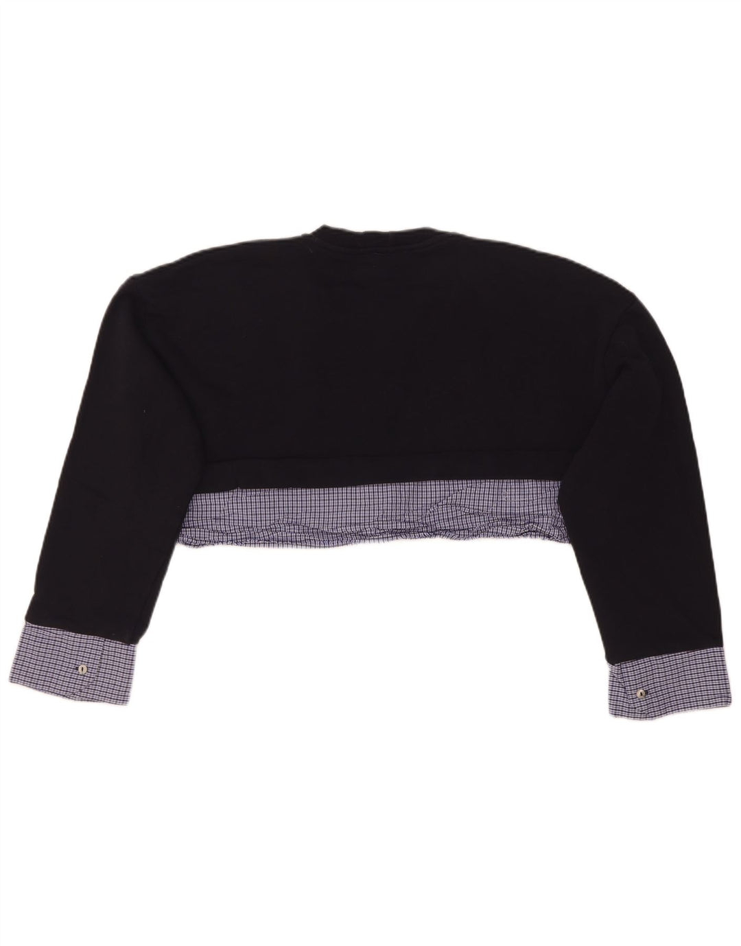 Zara Mujer Crop Sudadera Extragrande Jersey UK 10 Small Navy Blue Check