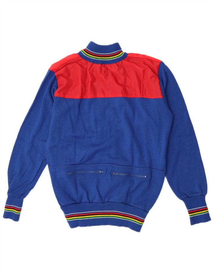 Vintage hombre cardigan suéter medio multicolor colorblock