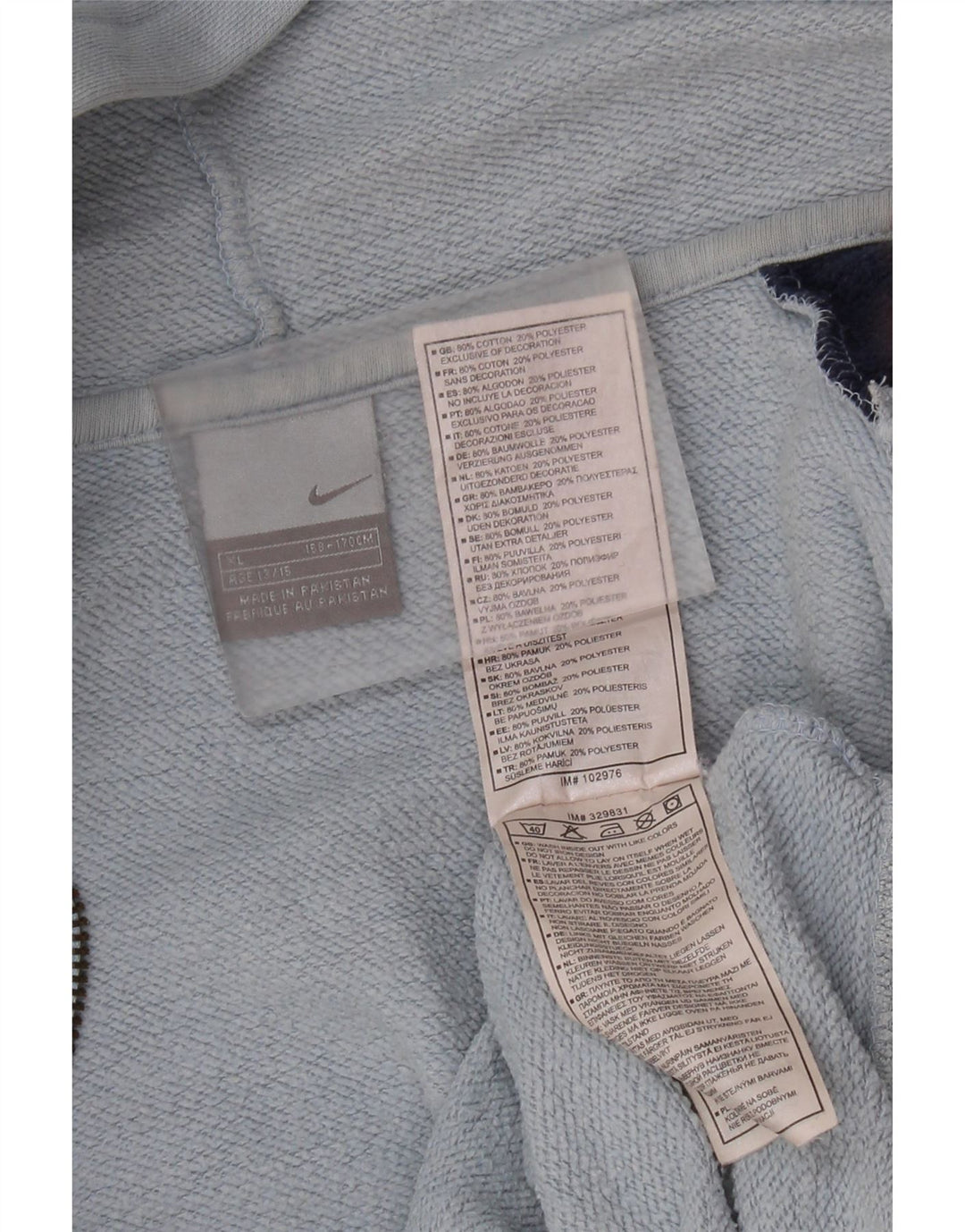 Nike Sudadera con capucha y cremallera gráfica para niños 13-14 años XL Azul Colorblock Algodón