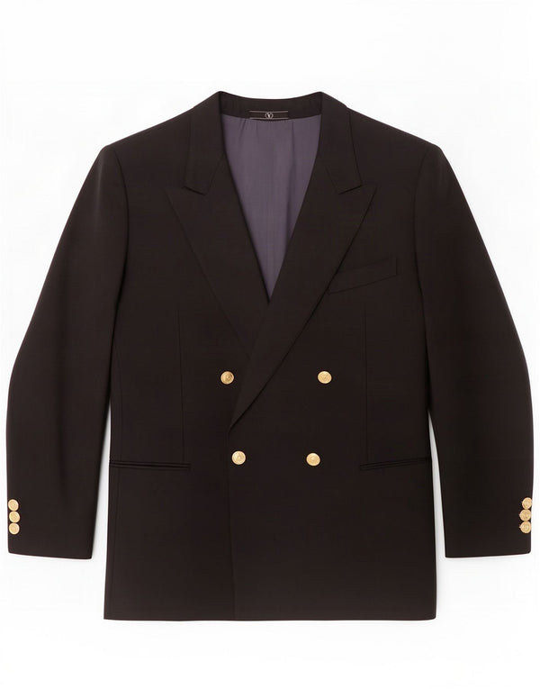 Valentino Chaqueta tipo blazer con doble botonadura para hombre IT 50 Large Lana virgen negra