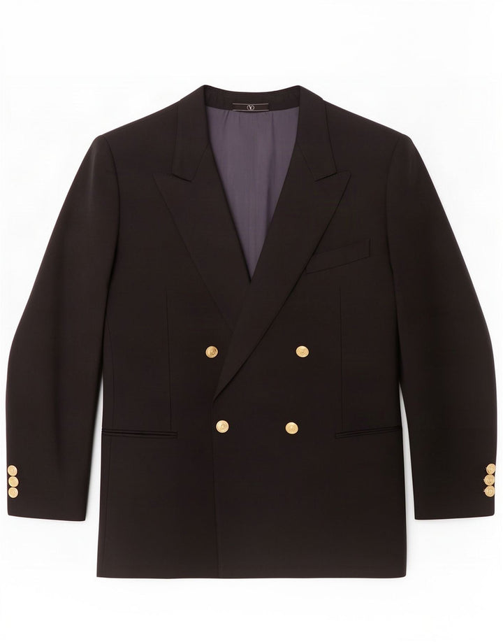 Valentino Chaqueta tipo blazer con doble botonadura para hombre IT 50 Large Lana virgen negra