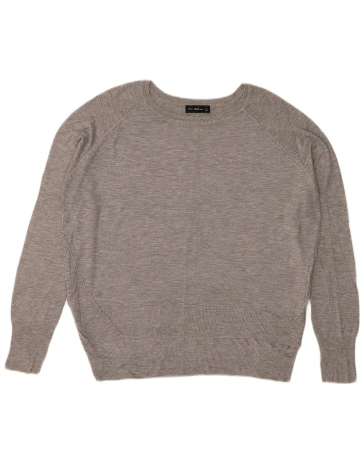 ZARA Jersey con cuello barco para mujer UK 44 Viscosa moteada gris medio
