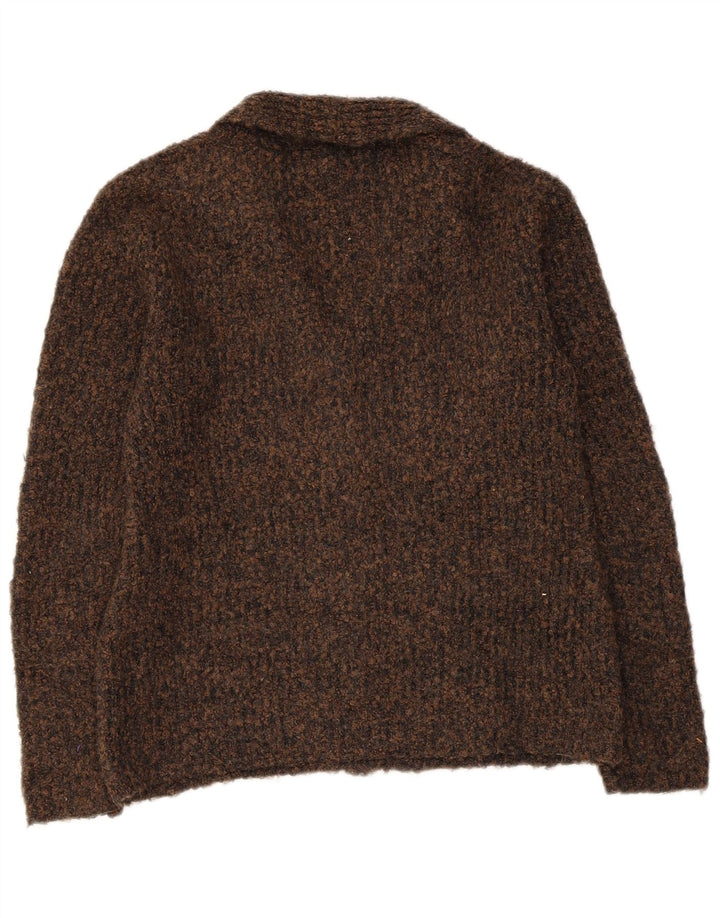 MARKS & SPENCER Suéter tipo cárdigan para mujer Reino Unido 10 Pequeño marrón moteado