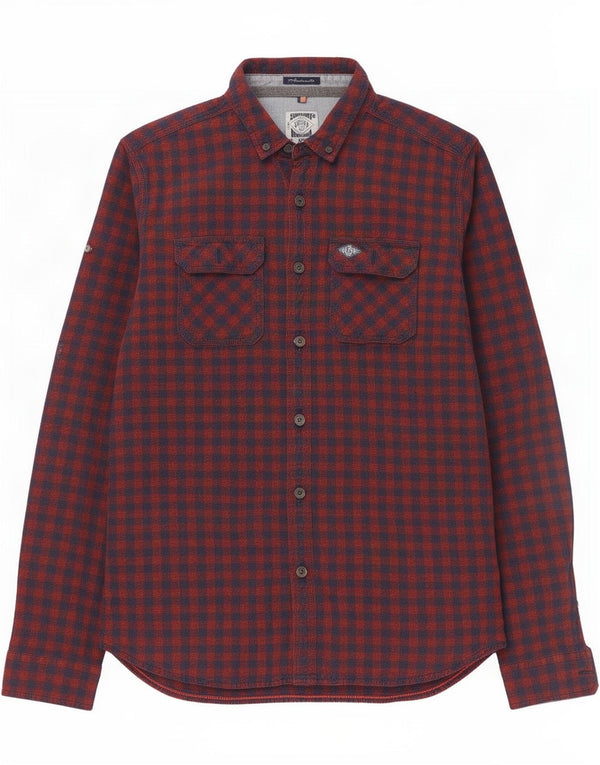 Camisa de franela Superdry para hombre XL de algodón a cuadros rojo