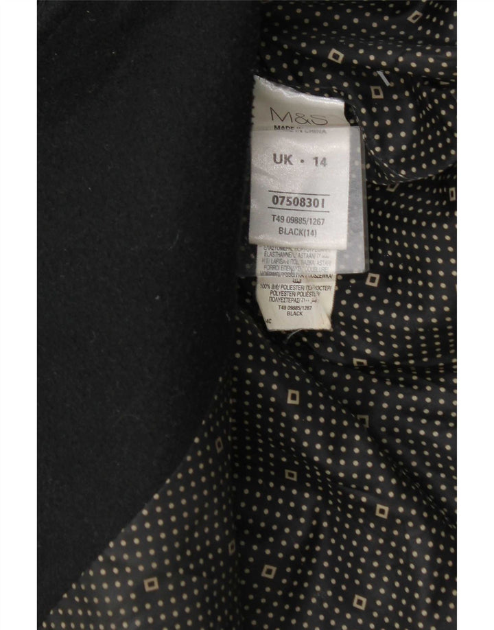 Marks & Spencer Abrigo cruzado para mujer UK 44 Poliéster negro mediano