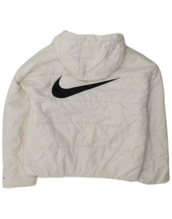 Nike Therma-Fit Graphic - Chaqueta acolchada con capucha para mujer, talla M, color blanco