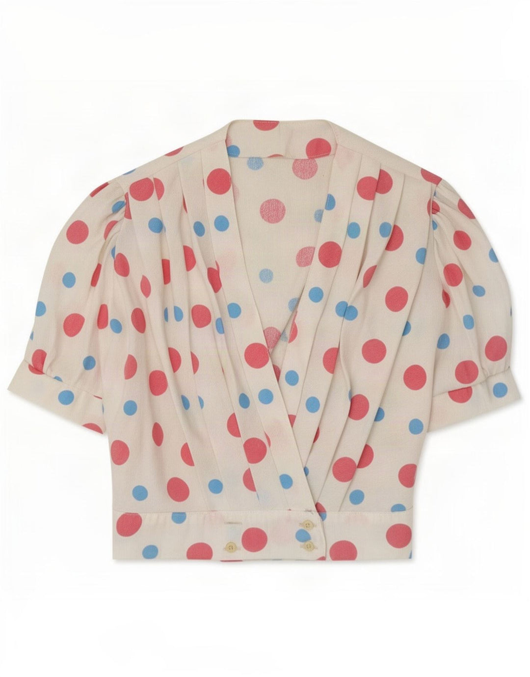 Blusa vintage para mujer UK 10 Small White Spotted