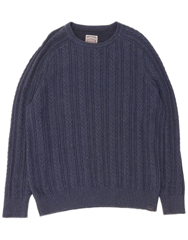 FAT FACE Jersey con Cuello Barco para Hombre XL Algodón Moteado Azul Marino