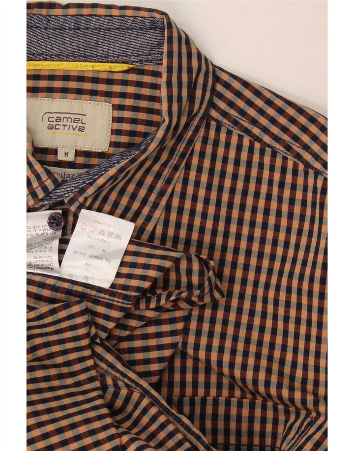 Camisa Camel Active de corte regular para hombre de algodón a cuadros en marrón medio