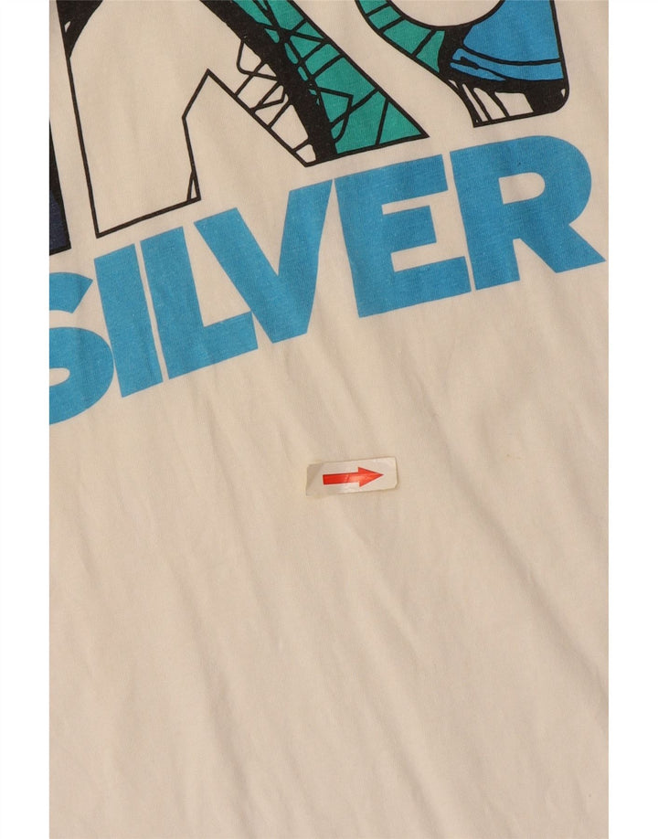 Quiksilver Camiseta gráfica para hombre Top mediano de algodón blanco roto