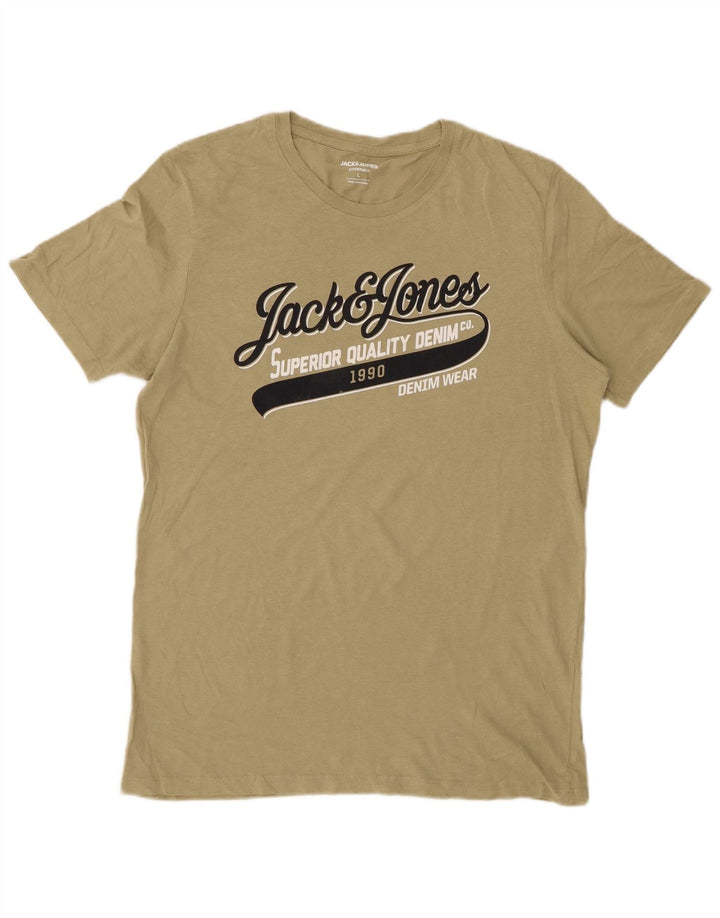JACK & JONES Camiseta gráfica para hombre Top Large Khaki