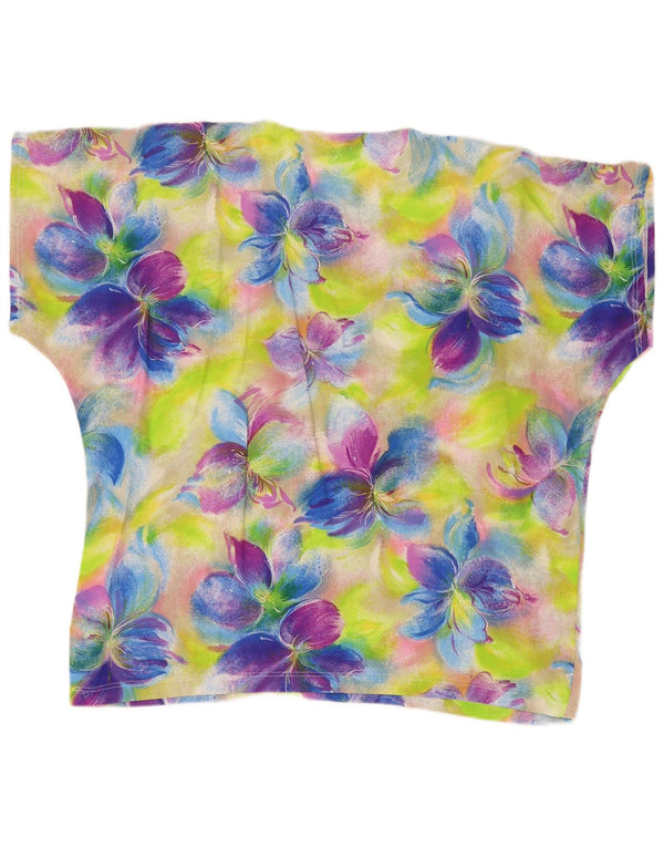Vintage mujer blusa Top Reino Unido 18 XL multicolor floral