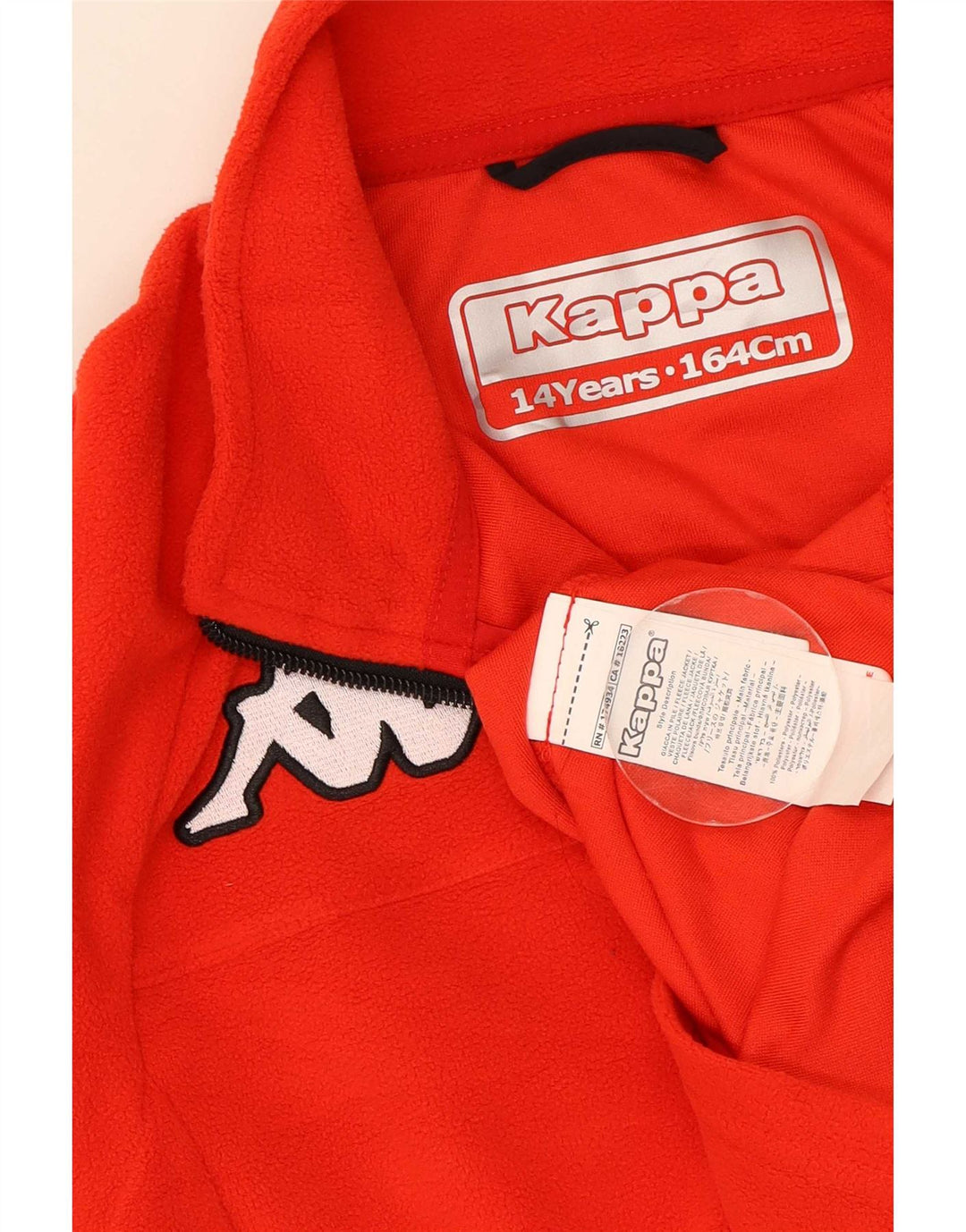 Kappa Jersey polar con cremallera y cuello para niños 13-14 años Rojo Poliéster