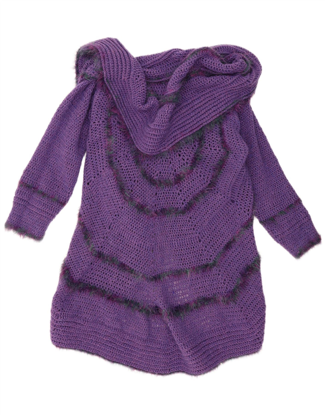 Vintage mujeres longline abierto cardigan suéter un tamaño púrpura