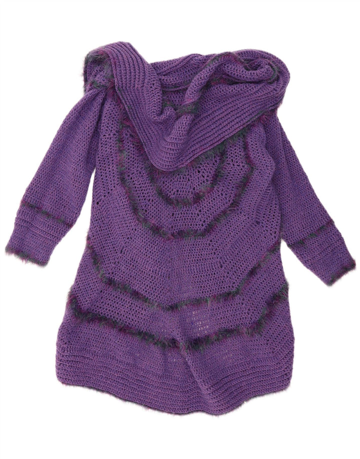 Vintage mujeres longline abierto cardigan suéter un tamaño púrpura