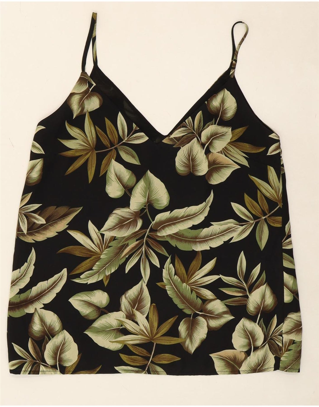 OASIS Womens Cami Top UK 10 Small Black Floral Polyester Vintage Oasis and Second-Hand Oasis from Messina Hembry 