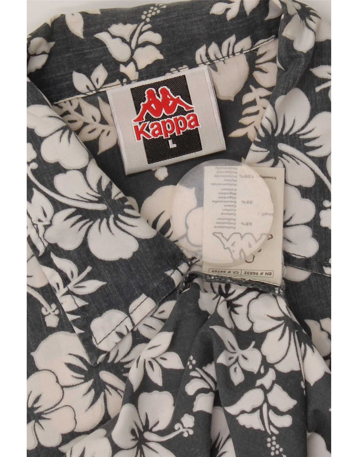 Camisa Kappa Hombre Manga Corta Poliéster Floral Gris Grande